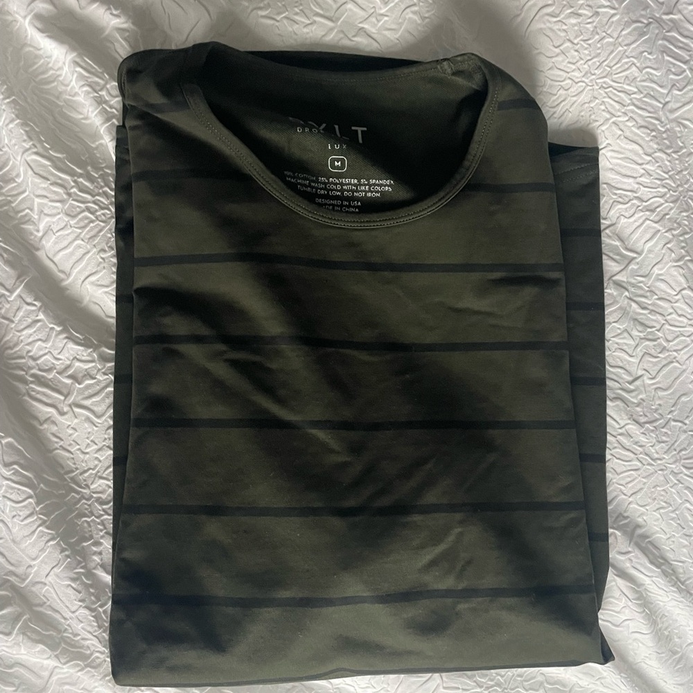 BYLT Basics Dark Green Striped Tee